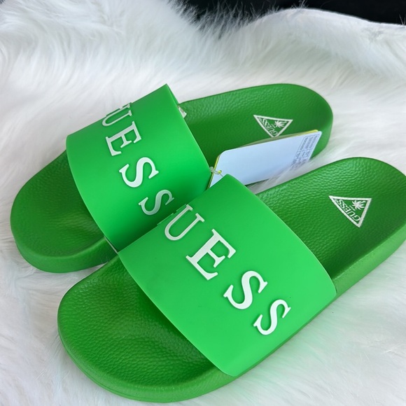 New GUESS UNISEX Green Logo Beach Sandals SZ 42 - Picture 3 of 4